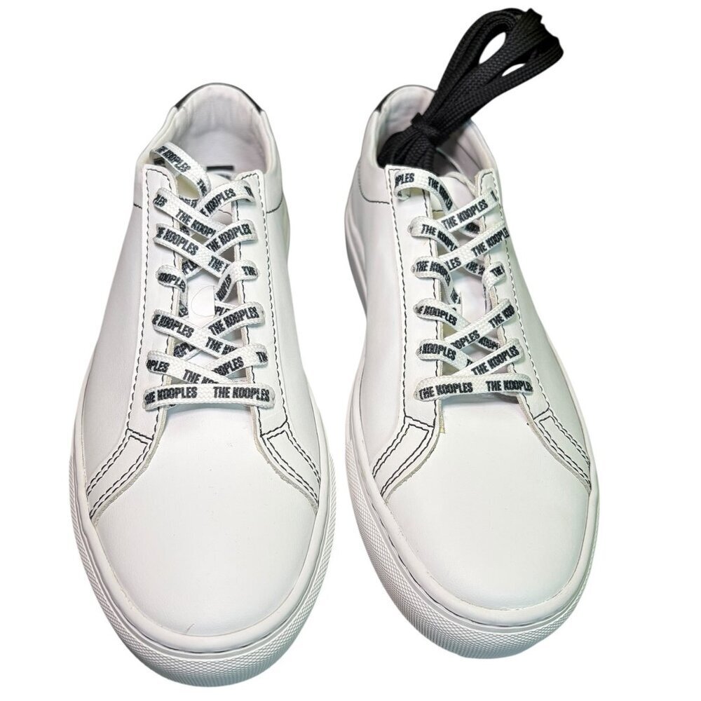 The Kooples White Leather Logo Sneakers Size 40 (US 9) | Extra Laces | Made in P - Picture 2 of 9